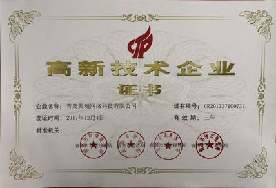 热烈祝贺青岛聚城网络科技荣获“国家高新技术企业”认证——以科技创新驱动网络科技研发新篇章